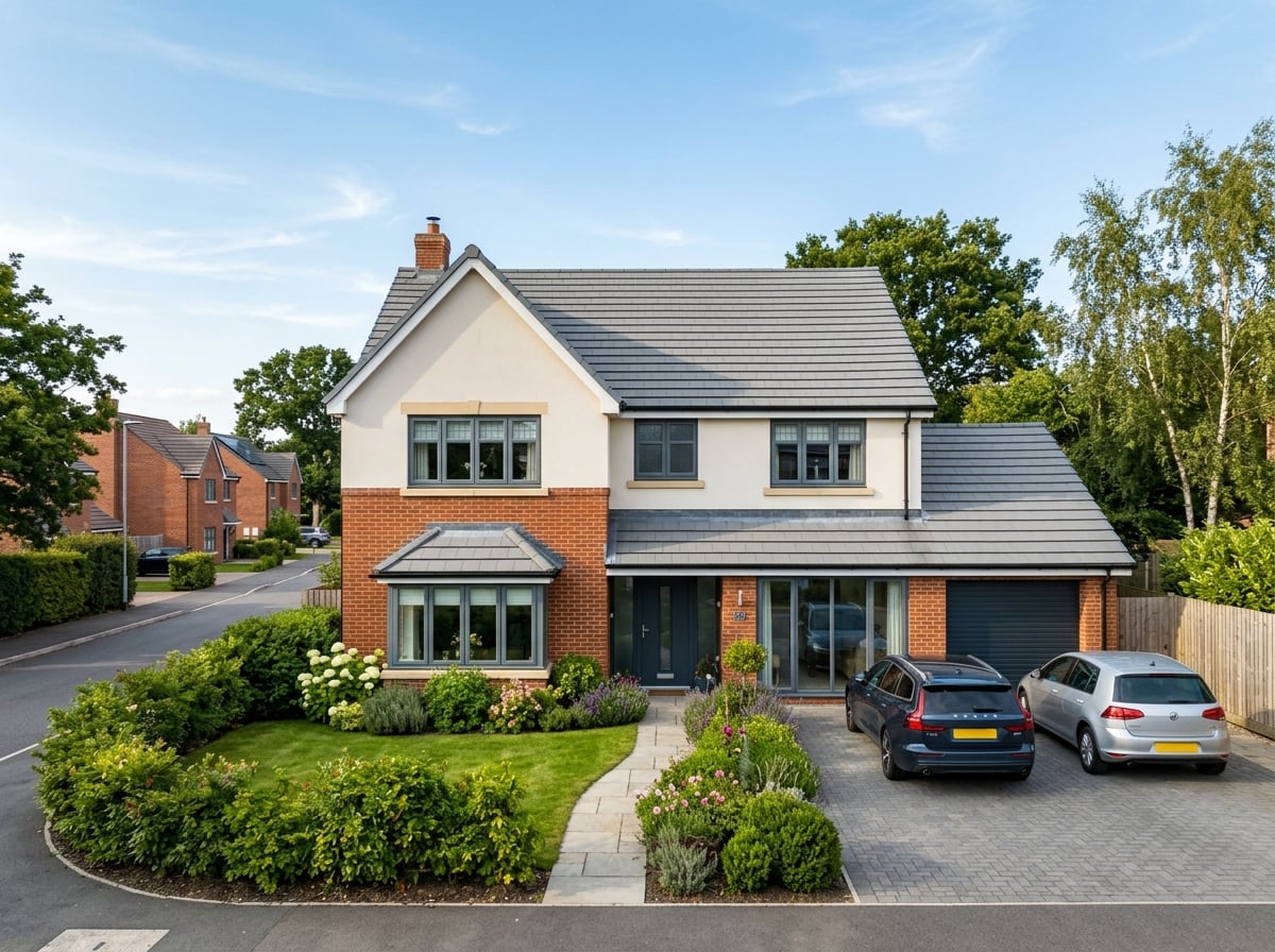 Modern UK detached family home with a new tiled roof