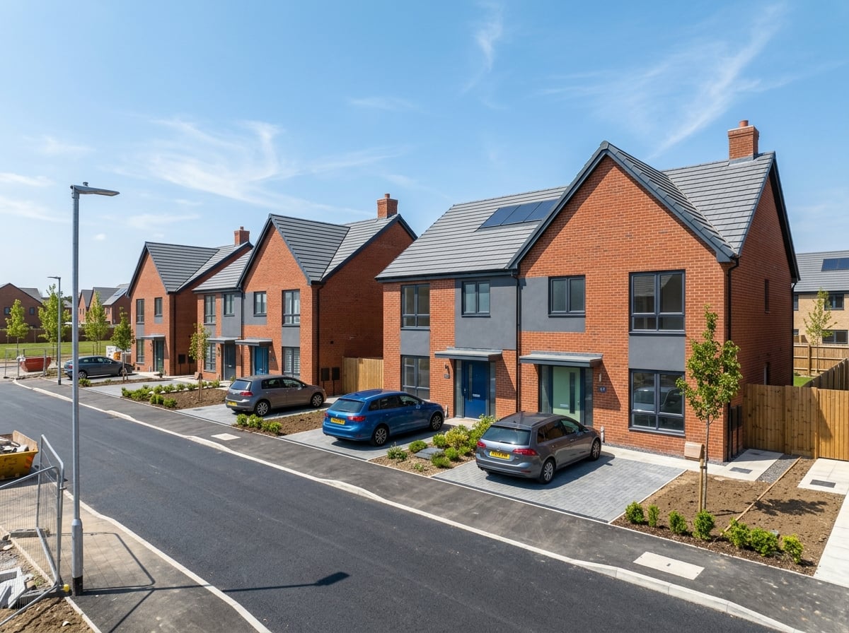 New-build UK houses with fresh roofs